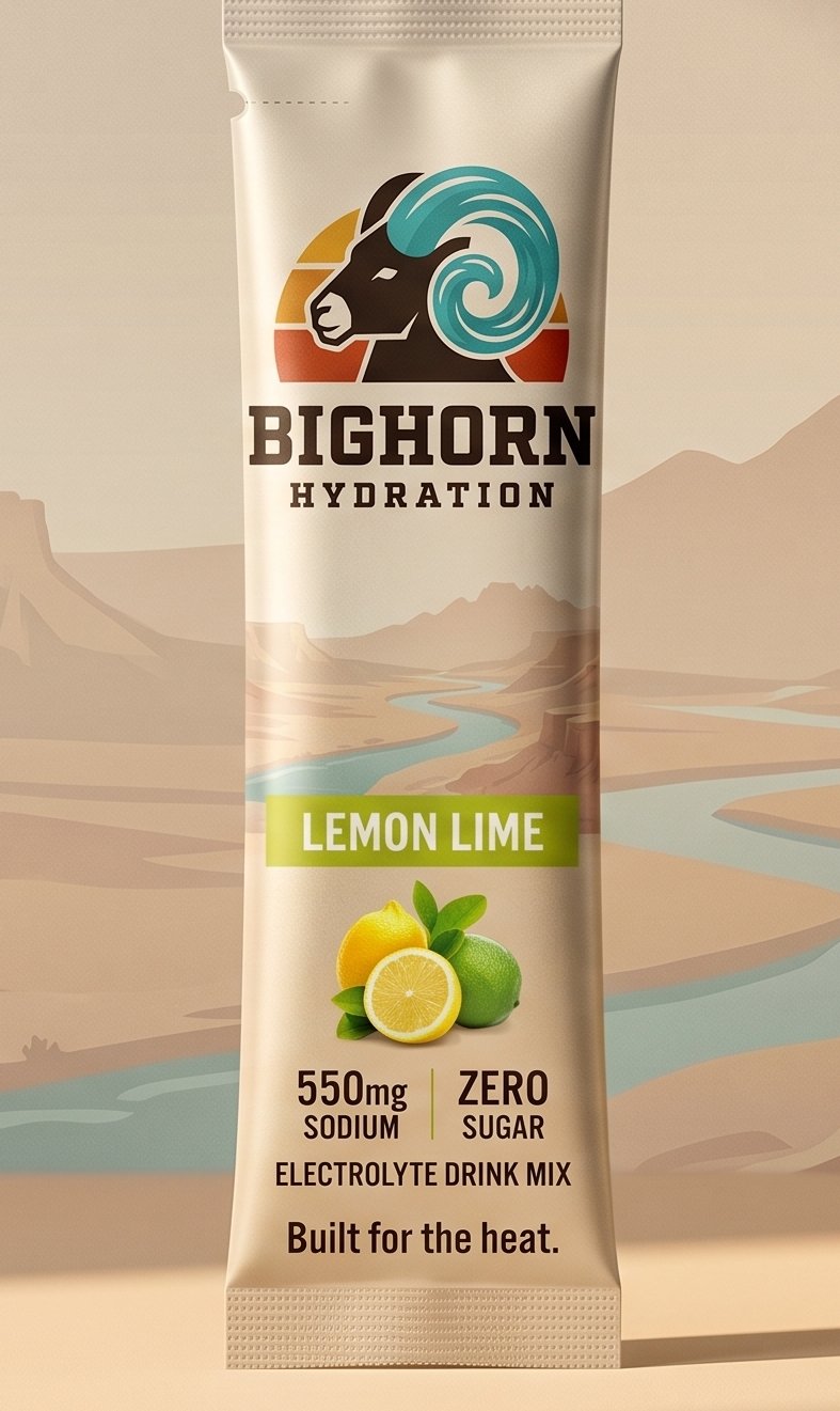 The Bighorn Lemon Lime stick pack, the launch flavor.